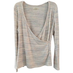 Madewell Space-Dye Soft Rainbow Faux-Wrap Top- Size XL